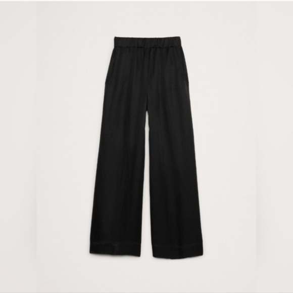 Banana Republic High-Rise Wide-Leg Viscose-Linen Pull-On Pant Black - Picture 5 of 6